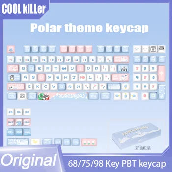 Coolkiller Keycaps Polar Theme Kawaii Keycap 61/68/75/87/98/104 Klavišai Pbt karšto kištuko mechaninė klaviatūra Mieli klavišų dangteliai su dėžute