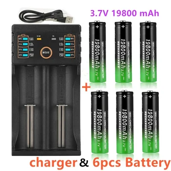 100% lithium-batterie marke neue 18650 3,7 V 19800mAh tasche wiederaufladbare-batterie für taschenlampe + USB ladegerät