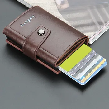 Naujas verslo ID kreditinės kortelės turėtojas Vyrai ir moterys Metalinė RFID senovinė aliuminio dėžutė PU odinės kortelės piniginė Pastaba Anglis