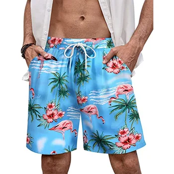 Havajų atostogų paplūdimio šortai vyrams Laisvalaikio trumpos kelnės 3D spausdintos gėlių elastinės tvarsčio lentos šortai Kelnės maudymosi kostiumėlis Maudymosi kostiumėliai