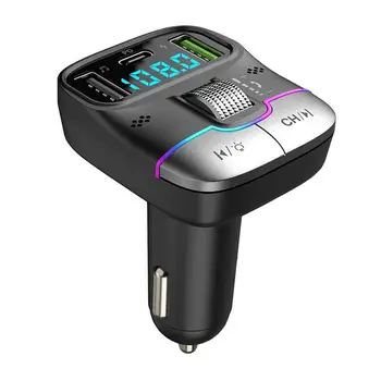 Bluetooth 5.3 Automobilinis FM siųstuvas Laisvų rankų įranga Greitas įkroviklis Dvigubas automobilis FM Belaidis radijas MP3 PD siųstuvo grotuvo adapteris USB T1X3