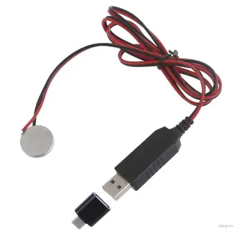 M5TD USB į 3V CR2032 kabelis CR2032 3V akumuliatorius + C tipo adapteris