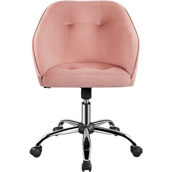 SmileMart Modern Velvet Reguliuojama pasukama biuro kėdė, rožinė