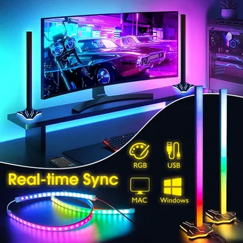 PC Realaus laiko sinchronizavimas RGB LED darbalaukis Dekoratyvinė lempa Muzika Ritmo lemputė USB įkrovimas Reguliuojamas ryškumas Naktinė lemputė kompiuteriui
