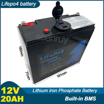 12V 20Ah Lifepo4 su įkrovikliu Ličio geležies fosfato baterija puikiai tinka lempos gaisro užrakto durų signalizacijai
